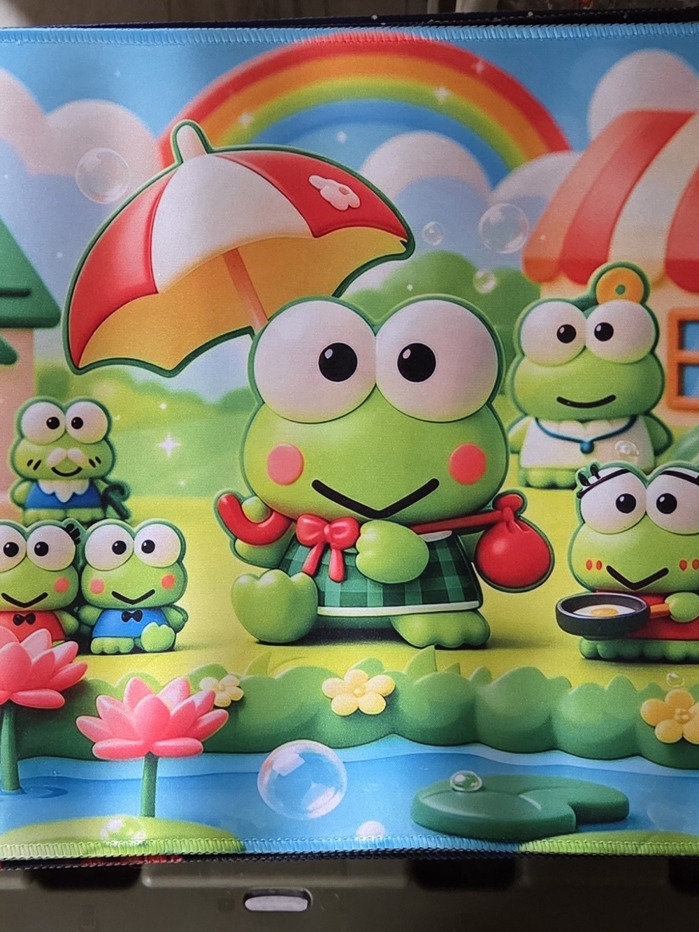 Green Kerropi Frog Drskmat - Cute Cartoon Design.